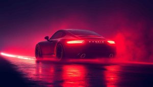 Porsche Neon Car Aesthetic Wallpaper - 4K Desktop Background