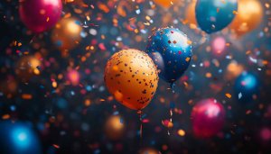 Festive Balloons Confetti Celebration 4K Desktop Background Mobile Wallpaper