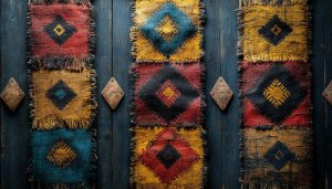 Rustic Geometric Tapestry Mobile Wallpaper, Boho Art Free Backgrounds