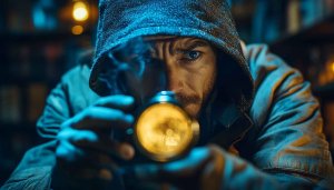 Hooded Man with Golden Artifact Free Mobile Phone Wallpaper