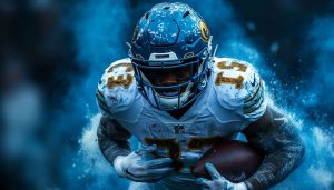 Los Angeles Chargers Football Player Running 4K Desktop Mobile Wallpaper