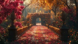 Autumn Leaves Bridge Landscape 4K Desktop Background Mobile Wallpaper