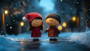 Peanuts Christmas Cartoon Wallpaper, Linus and Sally 4K Desktop Background