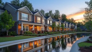 Suburban Homes Reflection 4K Desktop Background Sunset Community Wallpaper