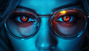 Fiery Eyes Glasses Aesthetic Mobile Wallpaper Free HD Background