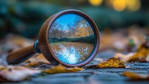 Autumn Season Through Magnifying Glass Mobile Wallpaper Scenic Landscape