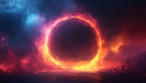 Fiery Celestial Ring Nebula Galaxy 4K Desktop Background Wallpaper