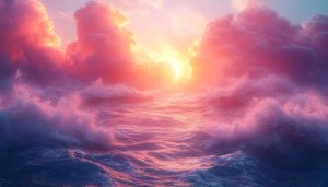 Ocean Wave Sunset Aesthetic 4K Wallpaper for Desktop and Mobile