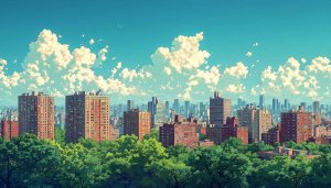 Cityscape Anime Style 4K Desktop Wallpaper Free Mobile Background