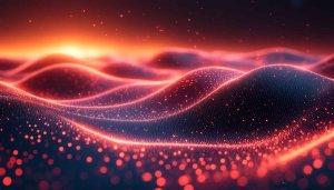 Abstract Red Glowing Particles Landscape 4K Desktop Background Wallpaper