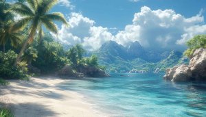 Tropical Island Beach 4K Wallpaper for Desktop and Mobile