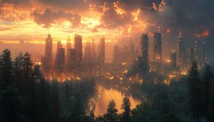 Fantasy City Sunset Mobile Wallpaper Free 4K Desktop Backgrounds