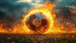 Fiery Soccer Ball 4K Wallpaper for Desktop and Mobile Background