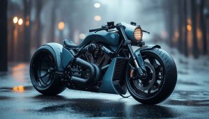 Modern Custom Motorcycle Wallpaper - Urban Street Rainy City 4K