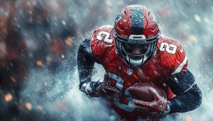 NFL Football Player in Snow 4K Desktop Mobile Wallpaper