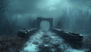 Winter Landscape 4K Wallpaper - Stone Bridge Mobile Background