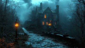 Haunted House Aesthetic Wallpaper | Spooky Desktop Background | Dark Ambiance