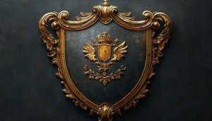 Luxury Gold Shield Crest Emblem Design Art Wallpaper Background