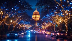 Austin Texas Capitol Holiday Lights 4K Mobile Desktop Wallpaper