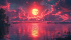 Pink Moon Lake 4K Wallpaper - Free Desktop Background Download