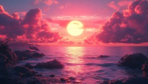 Pink Sunset Ocean View Mobile Backgrounds Free 4K Wallpaper
