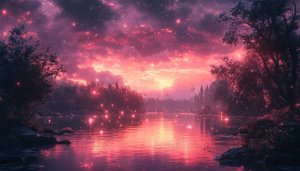 Pink Purple Galaxy Sky Reflection Free Mobile Desktop Wallpaper 4K