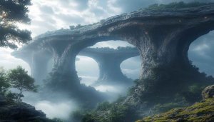 Mystical Arch Landscape 4K Desktop Background, Fantasy Forest Mobile Wallpaper