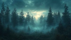 Dark Moody Forest Mobile Wallpaper | Foggy Forest Desktop Background