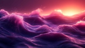Purple Waves at Sunset 4K Desktop Background Mobile Wallpaper