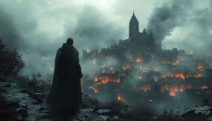 Burning Medieval City 4K Desktop Background Fantasy Mobile Wallpaper