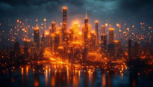 Glowing Night Cityscape 4K Desktop Wallpaper Background Free