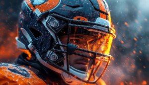 American Football Player Helmet 4K Wallpaper for Desktop and Mobile