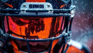 Denver Broncos helmet orange visor 4K wallpaper for desktop background