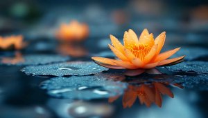 Orange Lotus Flower Reflecting in Water 4K Desktop Wallpaper