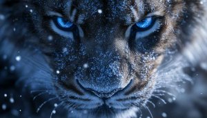 Winter Tiger with Glowing Blue Eyes Free Mobile Wallpaper