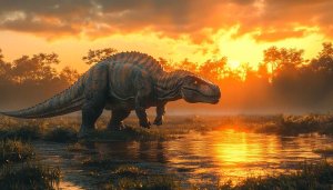 Allosaurus Dinosaur Sunset Wallpaper 4K Desktop Backgrounds Jurassic Era Style