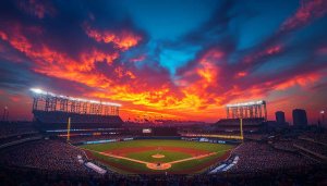 Epic Baseball Stadium Sunset 4K Desktop Wallpaper Free To Use