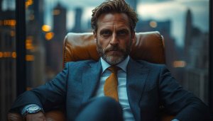 Successful Businessman Sitting Portrait 4K Mobile and Desktop Wallpaper