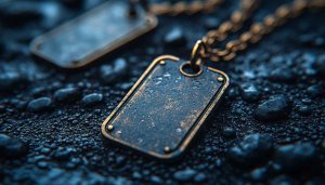 Military Dog Tags on Rock Surface Mobile Wallpaper Background