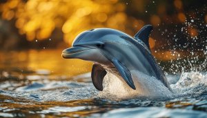 Energetic Dolphin Leaping Ocean Water 4K Desktop Background Wallpaper