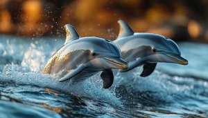 Leaping Dolphins Wallpaper: Ocean Life, Marine Mammals Desktop Background