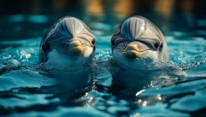 Two Dolphins Ocean Life 4K Desktop Wallpaper, Mobile Background
