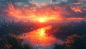City River Sunset 4K Wallpaper, Free Desktop Background Images