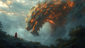 Fiery Dragon Fantasy Art 4K Desktop Background Mobile Wallpaper