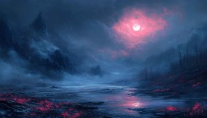 Mystical Pink Moon 4K Desktop Background Fantasy Landscape Wallpaper