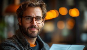 Handsome Man with Glasses Portrait Mobile Wallpaper, Free Background