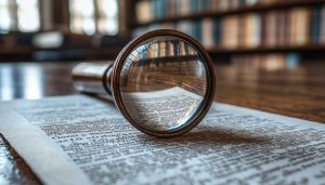 Antique Magnifying Glass Old Book Blurred Bookshelf Desktop Wallpaper