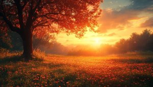 Golden Sunset Meadow 4K Desktop Background Free Mobile Wallpaper