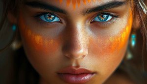 Native American Woman Close-Up Portrait 4K Wallpaper for Desktop Background