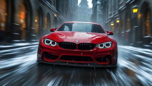 Red BMW Rain Wallpaper 4K Desktop Background, Mobile Wallpaper